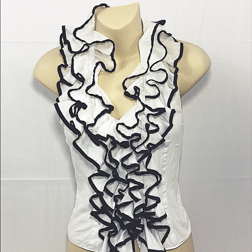 White ruffle halter